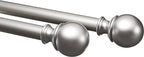 Amazon Basics Adjustable Heavy Duty Curtain Rod for Windows, Round Finials, 1-Inch Rod, 72" to 144", Nickel, 1-Pack