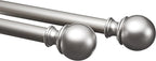 Amazon Basics Easy Installation Adjustable Curtain Rod for Windows with Round Finials, 1-Inch Rod, 72" to 144", Nickel, 2-Pack
