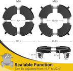 Goovilla Heavy Duty Plant Stand with Wheels, 1Pack Adjustable 15-22 Plant Caddy with Lockable Caster Wheels 440LBS, Rolling Stand/Dolly/Roller for Indoor Outdoor Large Planter, Flower Pot,Black