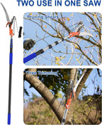 26FT Reach Pole Saw, Telescoping Tree Trimmer with 5-20FT Extension Pole, Sharp Steel Blade and Scissors, Fruit Picker, Extendable Long Handle Tree Pruner for Yard Garden Trees Palms Shrubs