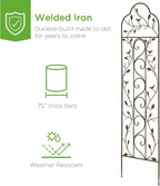 Best Choice Products 60x15in Iron Garden Trellis, Arched Outdoor Decoration w/Branches, Birds for Lawn, Garden, Backyard, Climbing Plants - Bronze