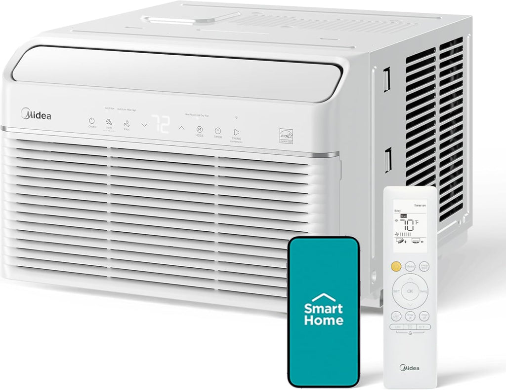 midea 8,000 btu smart inverter air conditioner window, main product view