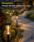 DERAYSION Solar Lights Outdoor, 8 Pack Upgraded Solar Pathway Lights, LED Solar Garden Lights, Waterproof Outdoor Solar Lights for Path, Driveway, Walkway Yard Decor - Warm White
