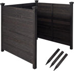 giantex 3 panels wooden privacy fence with stakes, main product view