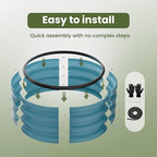 ZXZYHFTY Round Galvanized Raised Garden Bed kit,Blue Outdoor Garden Raised Planter Box, Round Large Metal Raised Garden Beds for Vegetable 2 * 2 * 1ft 2 Pcs