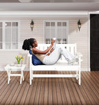 SERWALL Outdoor Bench, HDPE Outdoor Benches Weatherproof, 2-Person Garden Bench with 660 lbs Weight Capacity, Patio Benches for Outdoors, Garden, Porch, Backyard and Park, White