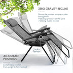 Nestl Zero Gravity Chairs Set of 6, Patio Lounge Chair Outdoor with Pillows & Cup Holder Trays, Adjustable Steel Mesh Reclining Camping Chair, Folding Patio Lawn Chair for Deck, Beach, Yard - Grey