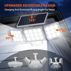 WdtPro Motion Sensor Outdoor Lights 3 Pack,3500LM Bright Solar Lights Outdoor Flood Light, Upgrade Glass Panel, LED Solar Powered Security Light Spotlights Waterproof for Outside Yard-White