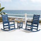 SERWALL Outdoor Rocking Chair Set of 4, Oversized HDPE Patio Rocking Chair with Footrest for Adults, All Weather Porch Rocker for Deck Patio Balcony, Navy