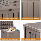 EasyUp 50 Gallon Deck Box Outdoor Storage Box for Patio Furniture,Outdoor Cushions,Garden Tools and Pool Supplies,Waterproof,Resin（Gray）