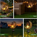 MEBRUDY Fairy Solar Garden Outdoor Decor, Moon Figurine Light Stake Housewarming Ornament for Patio, Lawn, Yard, Pathway, Unique Gift Ideas for Gardening, Mom, Grandma, Women