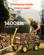 vevor steel garden cart, 1400 lbs heavy duty shown in use