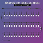 Mlambert 144Ft(3x48ft) Multicolor Outdoor Patio Lights, Dimmable RGB Cafe String Lights with 45+6 Waterproof LED Bulbs for Garden Bistro-Black 3 Pack