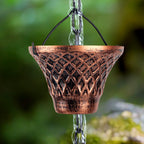 rain chains for gutters outside copper rain chain, front angle view