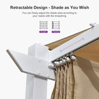 PURPLE LEAF 10' x 10' Outdoor Aluminum Pergola White Heavy-Duty Retractable Pergola Patio Metal with Double Sun Shade Canopy and Light for Backyard Gardens Deck, Khaki