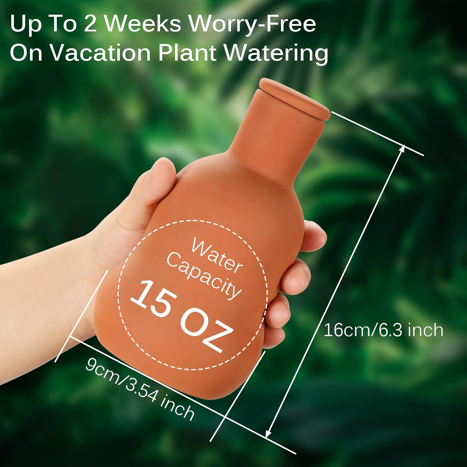 Terracotta Ollas Watering Pots, 2 PCS Slow Release Plant Watering Globes Terracotta Self Watering Planter Insert, Holds 15 Oz Water Automatic Watering System for Potted Plants While On Vacation