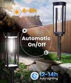 Solar Pathway Lights Outdoor Solar Lights Outdoor, IP65 Waterproof Auto On/Off Solar Garden Lights Solar Powered Landscape Lighting for Yard Walkway Driveway Pathway (Cool White, 2pack)