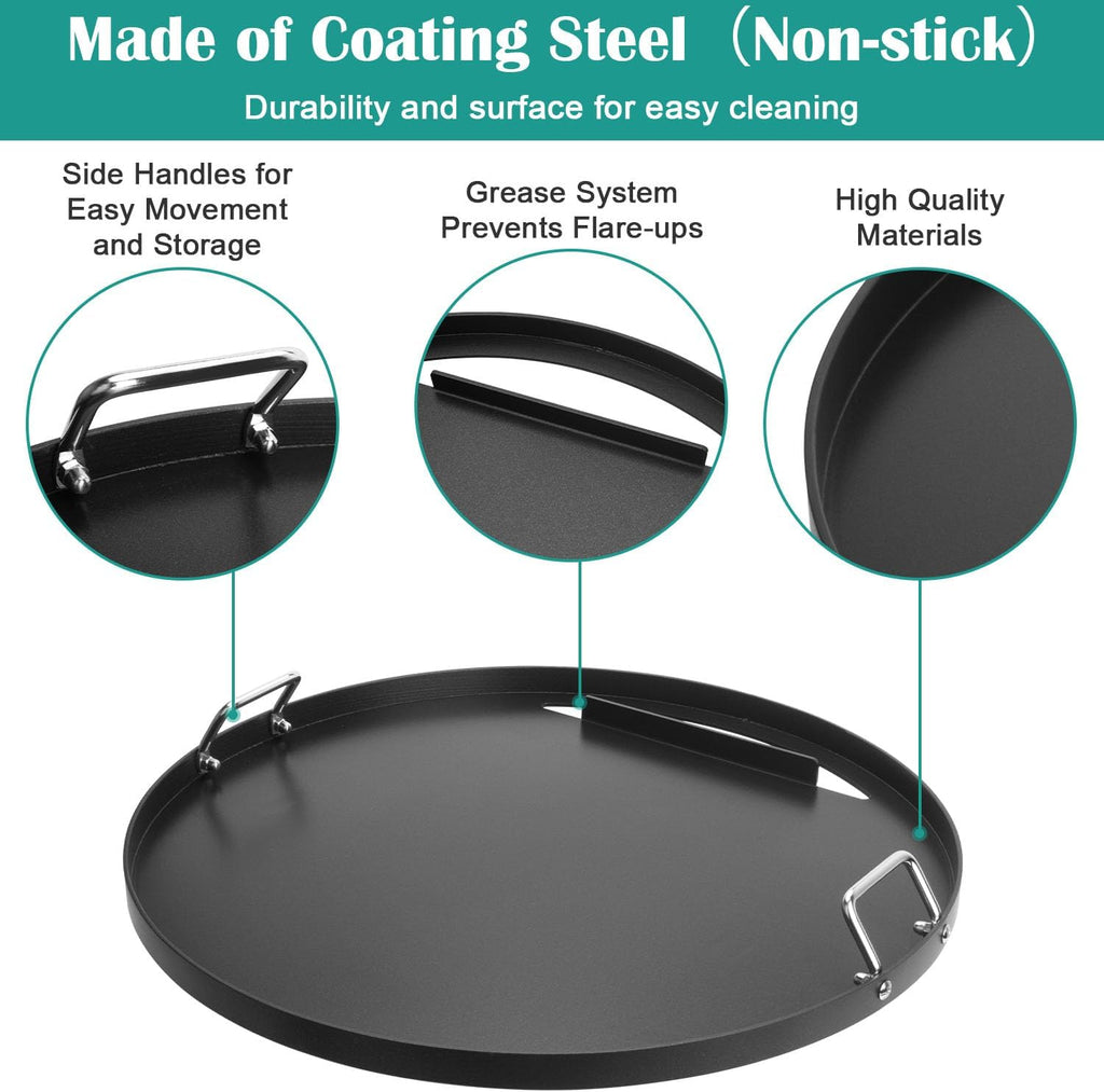 Full Size Griddle Inserts for Weber 22" Charcoal Grills, Flat Top Griddle for Weber 22" Original Kettle, Master-Touch and Performer Deluxe Charcoal Grill, Compatible Other 22 inch Round Grills
