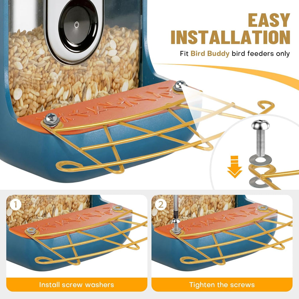 Perch Extender for Bird Buddy, Gold Metal Accessories for Bird Buddy, Custom-Fit Extended Perch with Screws and Washers, Durable Weather-Resistant Add-On for Bird Watching