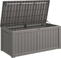 Outdoor Storage Box, Resin Deck Boxes Indoor and outdoor, Waterproof Storage Box Lockable Lid (Grey,150 Gallon)