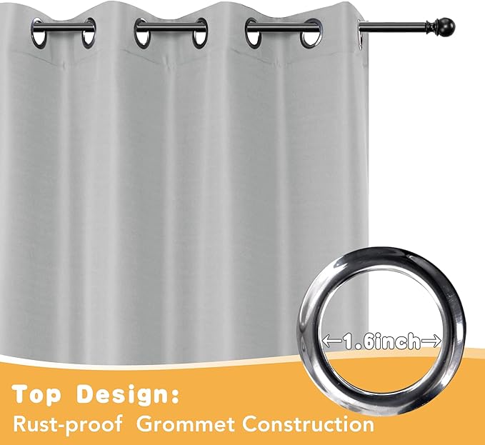 HolidayIdeas Outdoor Curtains for Patio Waterproof, 4 Panels - 54 x 120 Inch - Privacy Protection & Light Filtering Curtains Silver Grommet Outside Curtains for Porch, Gazebo, Pergola, Backyard