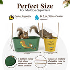Hanging Squirrel Feeder & Waterer for Outside, Large Feeder.