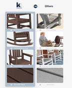 KINGYES HDPE Rocking Chairs Outdoor, Patio Rocking Chairs with 330lbs Support, Smooth Porch Rocker for Deck Lawn Yard, Coffee Brown