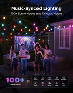 Govee S14 Bulb Outdoor String Lights 2, 144ft RGBIC Smart Warm White Outdoor Lights with 15 LED Bulbs, 111 Scene Modes for Outdoor Decor, IP66 Compatible with Alexa, Google, Matter, APP Control