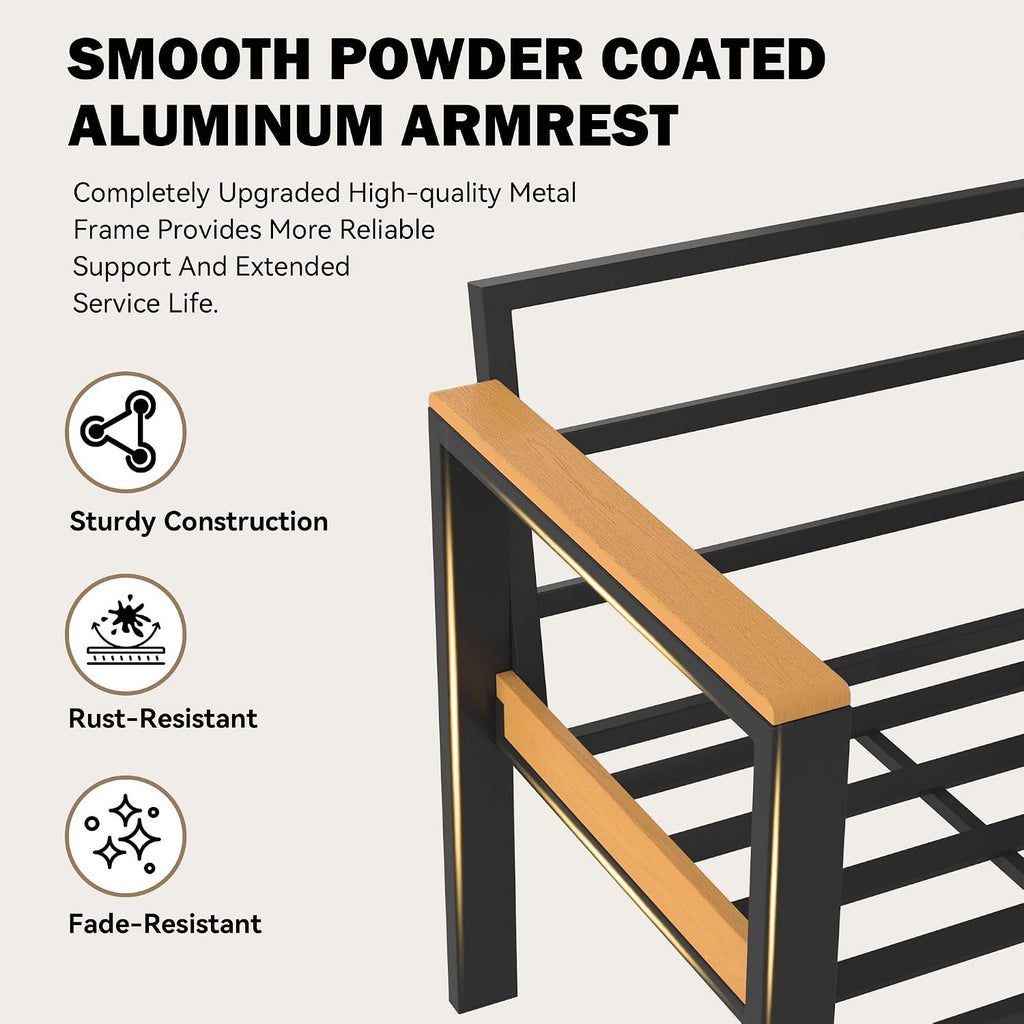 homrest aluminum outdoor furniture set, 6 pcs metal, close-up detail