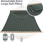 SUNCREAT Hammocks Replacement Hammock for Stand, 475 lbs Capacity, Two Person Backyard Hammock for Outside, Green Gray