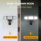 LUTEC 2 Pack 72W 7500LM LED Security Lights Motion Sensor Light Outdoor, 5000K Daylight, IP65 Waterproof, Dusk to Dawn, 3-Head Motion Detected Flood Light for Garage, Yard, Porch(Brown)