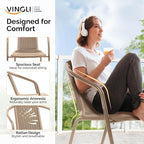 VINGLI PE Rattan Outdoor Dining Chairs Set of 4, Plastic Stackable Patio Chairs for Indoor, Porch, Restaurant, Garden,Champagne