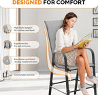 VINGLI Set of 6 Stackable Outdoor Bar Stools – Sling Chairs with High Back & Armrests, for Lawn, Garden, Bar, Grey