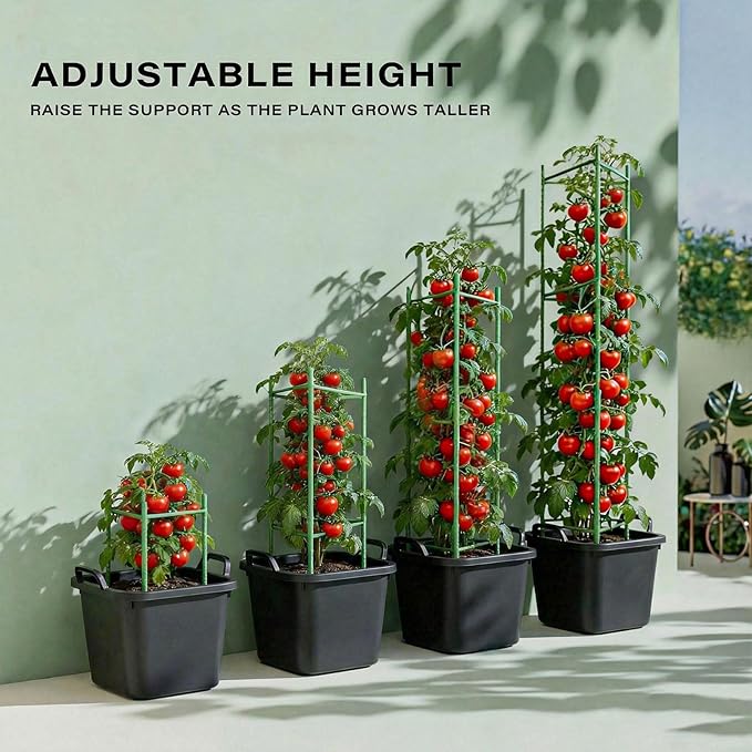 Halatool 6 Pack Tomato Cages for Garden, 48 Inch Adjustable Tomato Cage Plant Support, Garden Plant Stakes Trellis for Climbing Plants Pots Vegetables Flowers Fruits