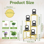 iDavosic.ly Plant Stand Indoor Outdoor, 5 Tier Corner Metal Flower Display Holder Shelf, Easy Assembly Folding Tall Orchid Rack for Patio Balcony Porch Garden Living Room House, Gold