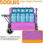 Collapsible 3-in-1 Wagon Converts To Bench, Includes Rear-Mounted Folding Tabletop, Heavy-Duty 500-lb Capacity, 180L Storage for Camping, Beach, Fishing - Purple