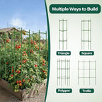 Halatool 63 Inch Tomato Cages, 4 Pack Adiustable Plant Cages Assembled Tomato Garden Cages Stakes Vegetable Support Trellis with 120 Feet Twist Tie, Snap-On for Vertical Climbing Plants