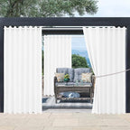 Outdoor Patio Curtain Waterproof Darkening Thermal Insulated Indoor Curtains for Bedroom, Porch, Living Room, Pergola, Cabana, W105 x L120 Extra Wide Room Divider, Set of 2 Panels, Pure White