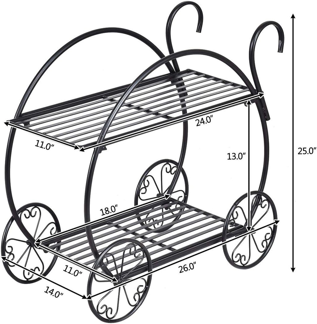 giantex garden cart metal plant stand with 4 on a desk or shelf