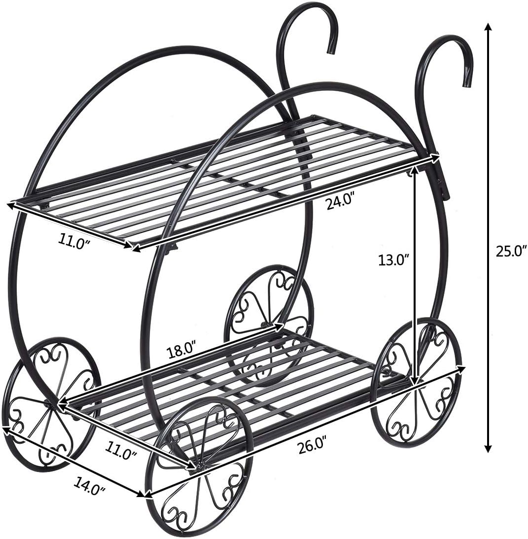giantex garden cart metal plant stand with 4 on a desk or shelf
