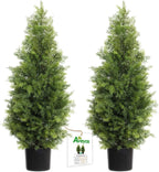 aveyas 3ft artificial cedar topiary trees for outdoor shown in use