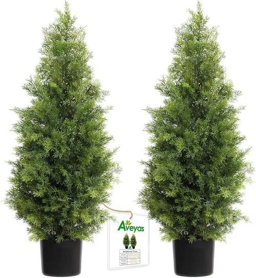aveyas 3ft artificial cedar topiary trees for outdoor shown in use