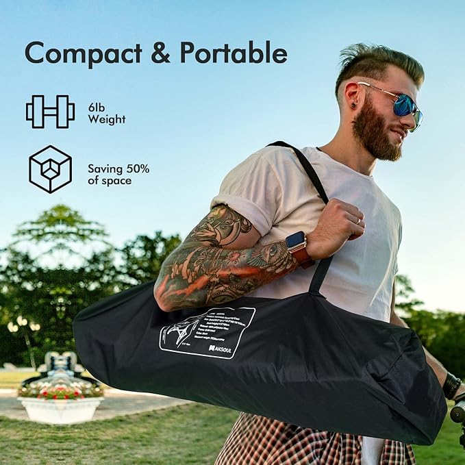 AKSOUL Hammock Camping Chair Swinging: Aluminum Alloy Adjustable Back Swinging Chair, Folding Rocking Chair with Pillow Cup Holder, Recliner for Outdoor Travel Sports Games Lawn Concerts Backyard