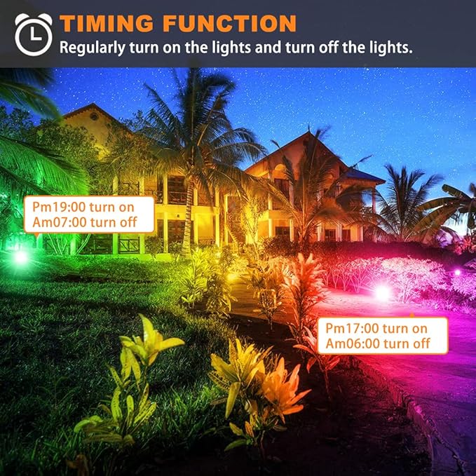MELPO Led Flood Light 500W Equivalent, RGBW Led Outdoor Lights Colored Floodlight with Remote,50W,5000ML 2700K,120 Colors, Timing, Dimmable, Custom Modes, Landscape Lighting (4 Pack)