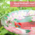 VCUTEKA Outdoor Bird Bath, Glass BirdBath with Metal Stand for Garden Decor | 18" D 22" H Bird Baths for Outdoors, Glass Cardinal Large Bird Bath for Garden, Bird Lovers, Yards, Patio, Decor