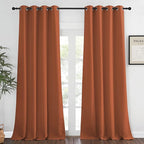 NICETOWN Blackout Window Curtain 90 inch Length - Room Darkening Thermal Insulated Grommet Large Window Treatment Light Blocking for Bedroom/Doorway (Burnt Orange, 1 Panel, W52 x L90)