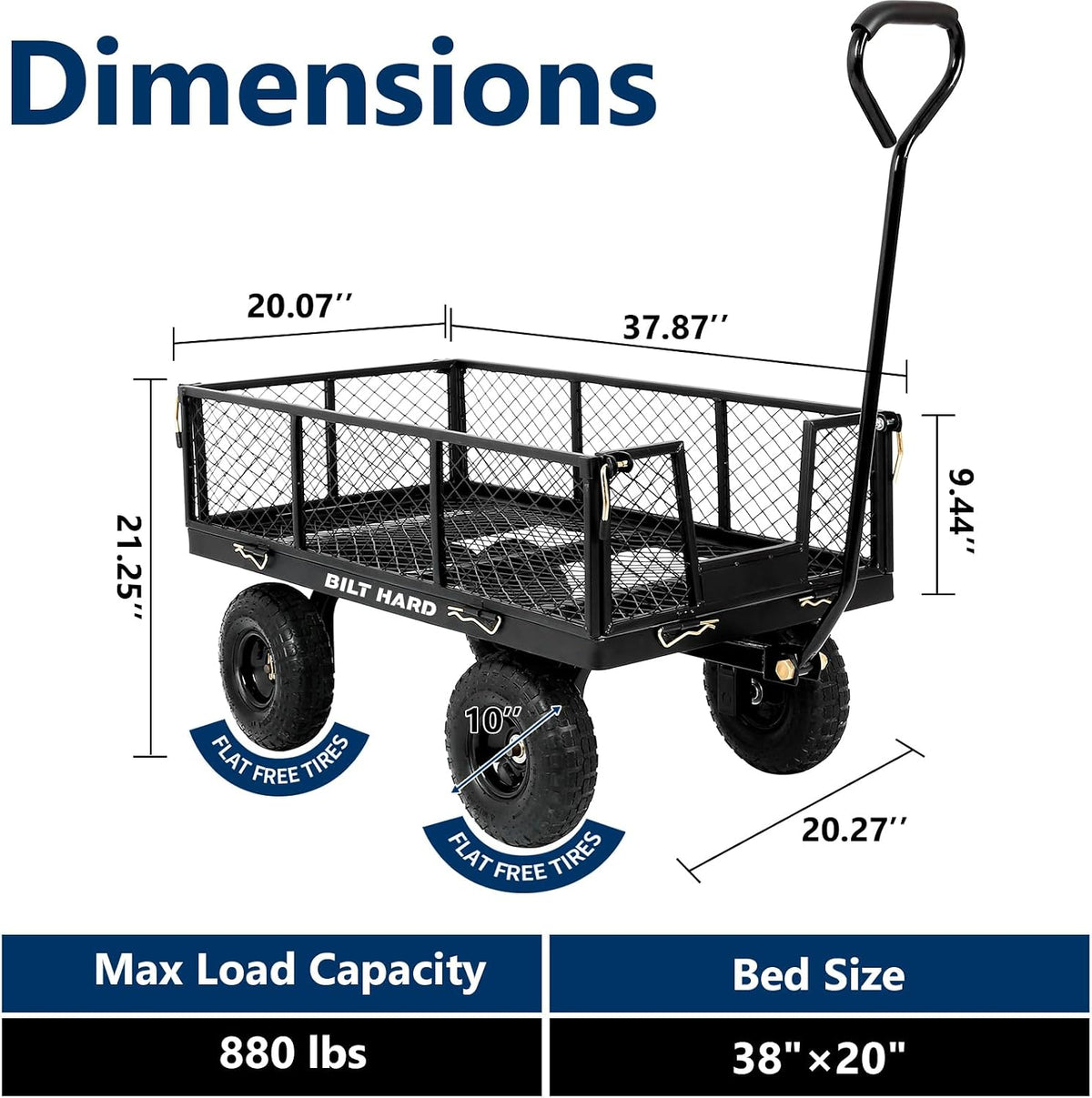 bilt hard 10" flat free tires heavy duty, package contents