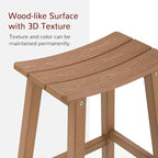 All-Weather Bar Stools Set of 2, 28" Height Outdoor Barstools with 400 lbs Weight Capacity, Looks Like Real Wood, for Bar, Kitchen Counter, Pool, and Patio, Teak