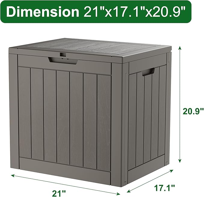 Outdoor Storage Box, Resin Deck Boxes Indoor and outdoor, Waterproof Storage Box Lockable Lid (Grey,32 Gallon)