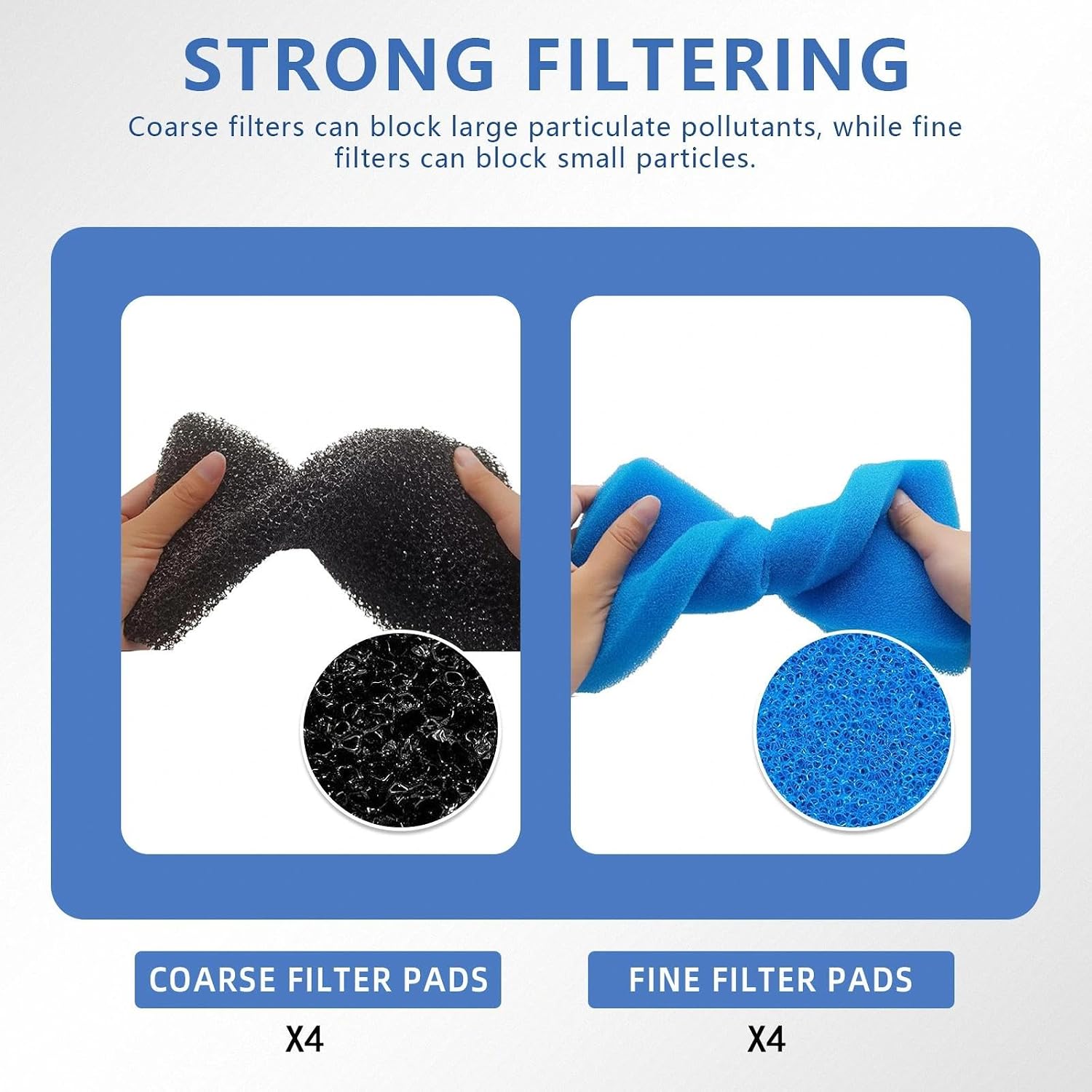 4 Sets Replacement Pond Filter Pads for Outdoor Ponds - Coarse and Fine Pond Filter Media for Pond 871980305528 Compatible with 52231 and 52229 Filter Box, Sponge Filters Replacement for Fish Ponds